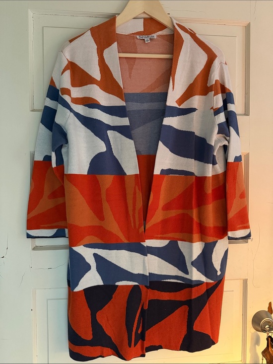 NorthStyle Sweaters - NorthStyle Orange Multi Open-Front Abstract Stripe Cardigan